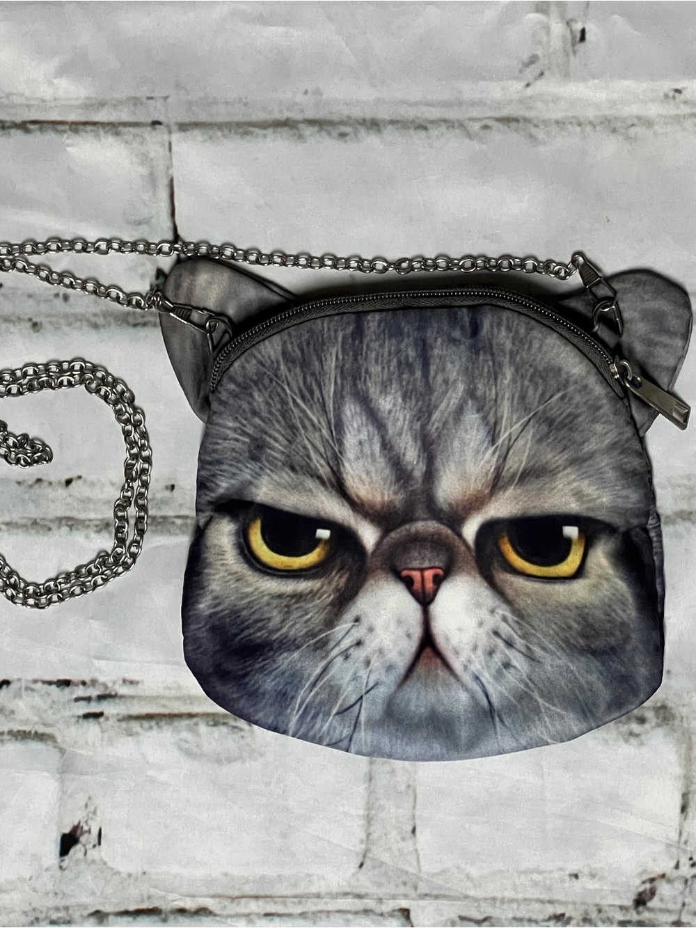 Realistic Cat Face Crossbody Bag